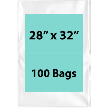 Clear Poly Bags 2 Mil size: 28 inch (width) X 32 inch (Height) Pack of 100 Bags